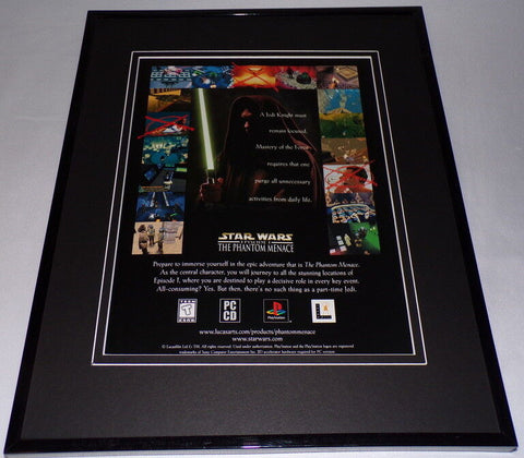 1999 Star Wars Phantom Menace PS1 Framed 11x14 ORIGINAL Vintage Advertisement