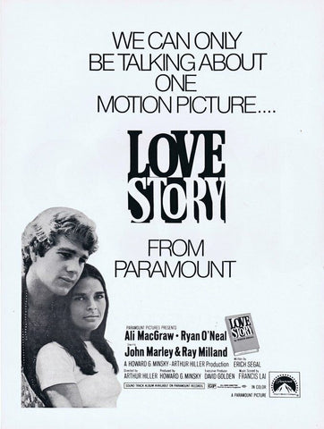 Love Story 1971 ORIGINAL Vintage 9x12 Industry Ad Ali Macgraw Ryan O'Neal