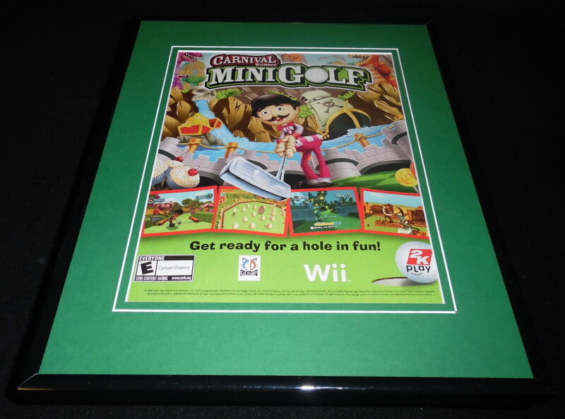 Carnival Games Mini Golf 2008 Wii Framed 11x14 ORIGINAL Advertisement