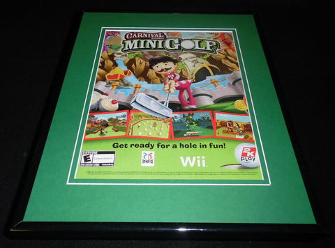 Carnival Games Mini Golf 2008 Wii Framed 11x14 ORIGINAL Advertisement