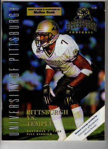 Sep 7 1998 Temple vs Pitt Panthers Program Kevan Barlow Latef Grim