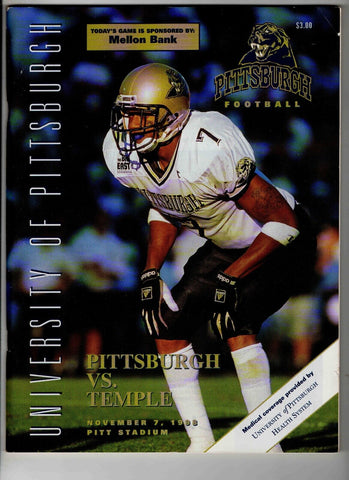 Sep 7 1998 Temple vs Pitt Panthers Program Kevan Barlow Latef Grim