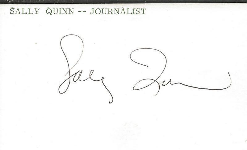 Sally Quinn Signed 3x5 Index Card JSA B