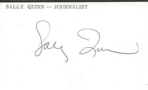 Sally Quinn Signed 3x5 Index Card JSA B