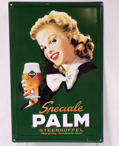 ORIGINAL Vintage 12x17" Palm Steenhuffel Beer Bar Restaurant Tin Sign