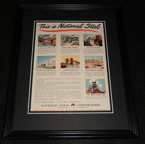 1951 National Steel Pittsburgh Framed 11x14 ORIGINAL Vintage Advertisement