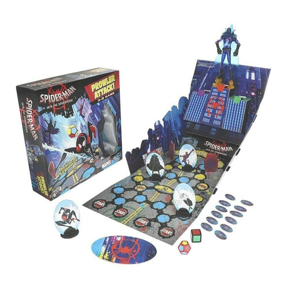 NEW SEALED 2018 Into the Spiderverse Board Game w/ Prowler Attack Action Figure