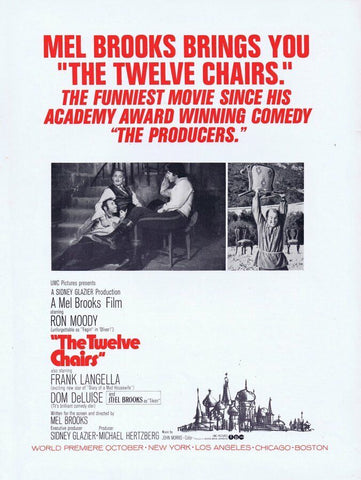 The Twelve Chairs 1970 ORIGINAL Vintage 9x12 Industry Ad Ron Moody Dom Deluise