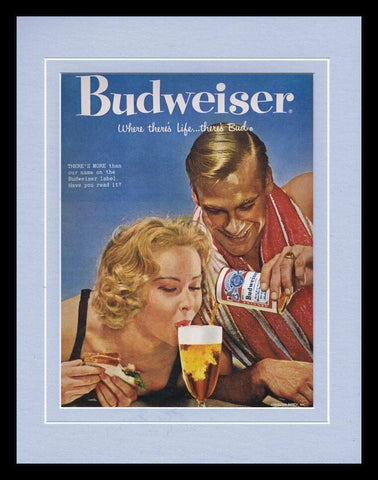 ORIGINAL Vintage 1966 Budweiser Beer 11x14 Framed Advertisement