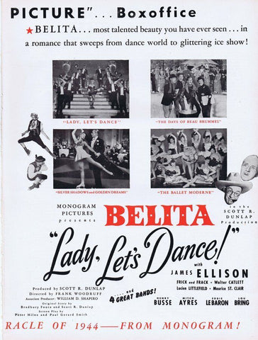 Lady Let's Dance 1944 Belita ORIGINAL Vintage 9x12 Industry Ad  