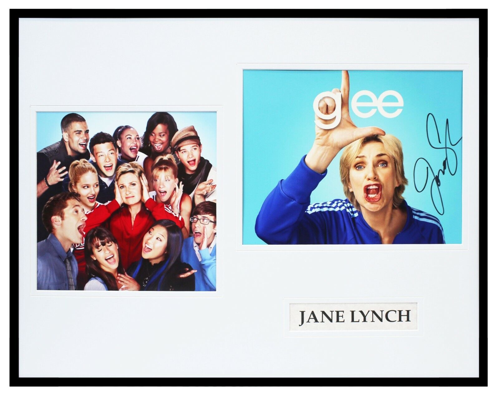 Jane Lynch Signed Framed 16x20 Photo Display AW Glee w/ cast