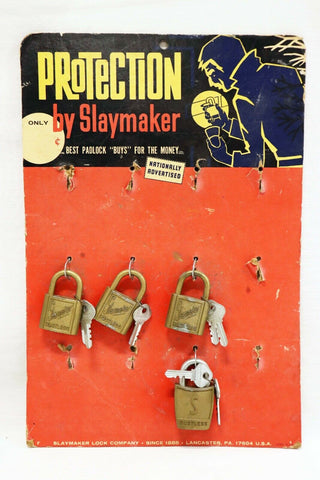 VINTAGE Slaymaker Protection Locks Store Display w/ 4 Locks Lancaster PA