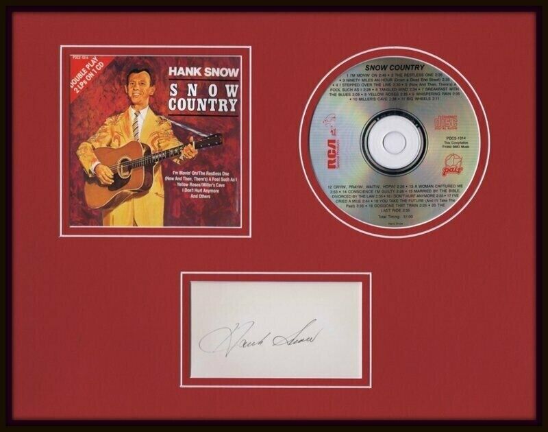 Hank Snow Signed Framed 11x14 Snow Country CD & Photo Display 