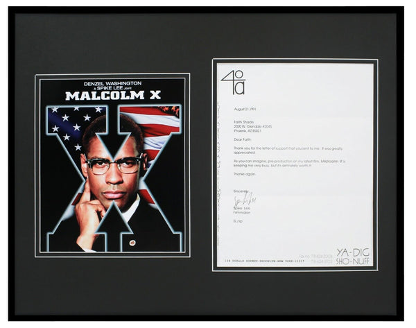 Spike Lee Signed Framed 16x20 Malcolm X Poster + 1991 Letter Display  