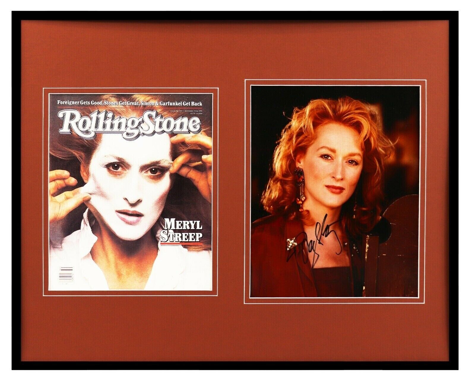 Meryl Streep Signed Framed 16x20 Photo & Rolling Stone Cover Display