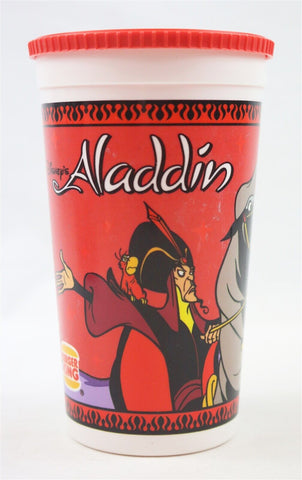 VINTAGE 1990s Disney Aladdin Burger King Large Plastic Cup w/ Lid