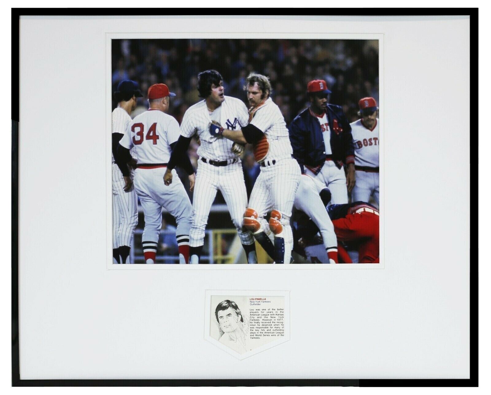 Lou Piniella Signed Framed 16x20 Photo Display PSA/DNA Yankees Fight vs Red Sox