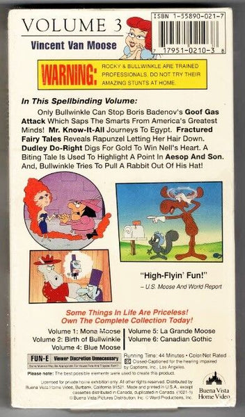 Rocky and Bullwinkle VINTAGE SEALED VHS Cassette Hype Sticker Vincent Van Moose