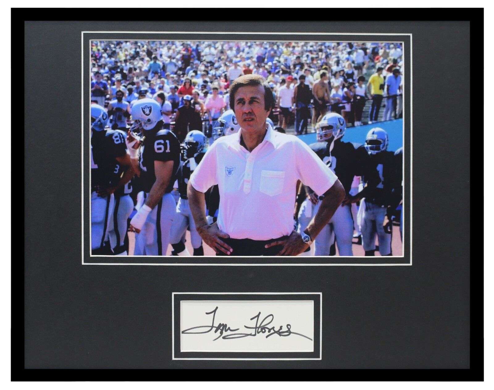 Tom Flores Signed Framed 11x14 Photo Display Raiders