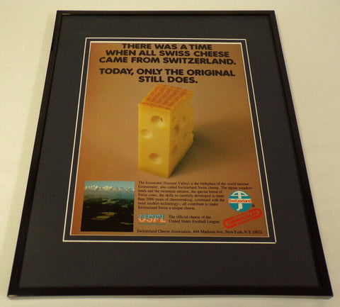 1984 USFL / Swiss Cheese Framed 11x14 ORIGINAL Vintage Advertisement