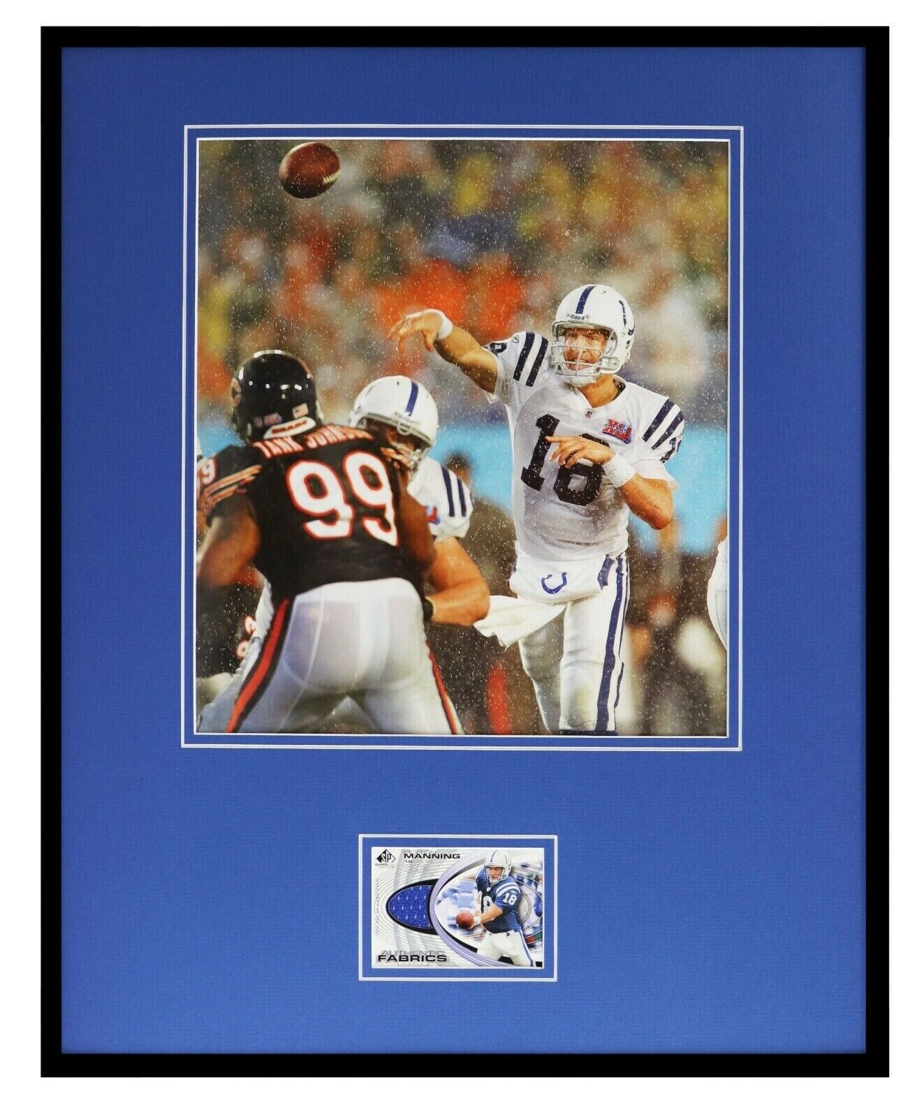 Peyton Manning 16x20 Framed Game Used Jersey & Photo Display Colts