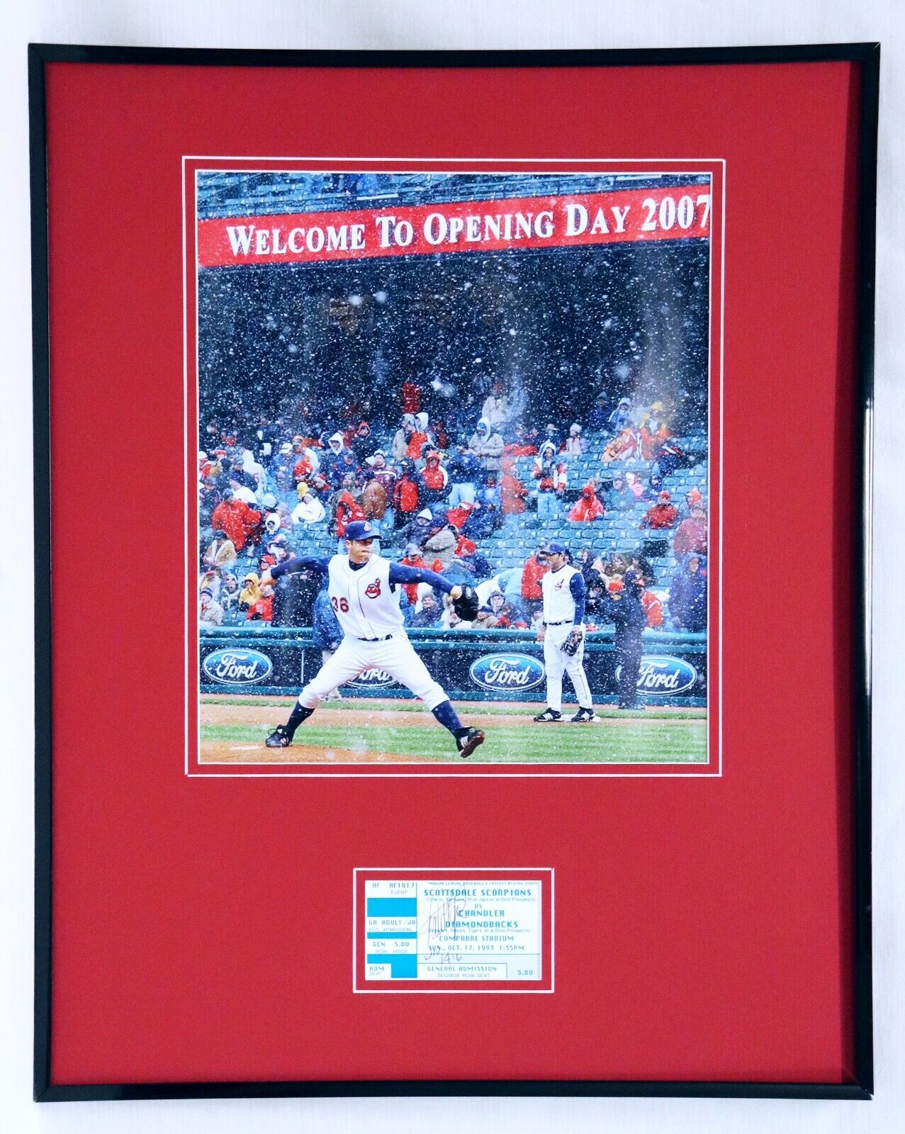 Paul Byrd Signed Framed 16x20 2007 Opening Day Photo Display Indians