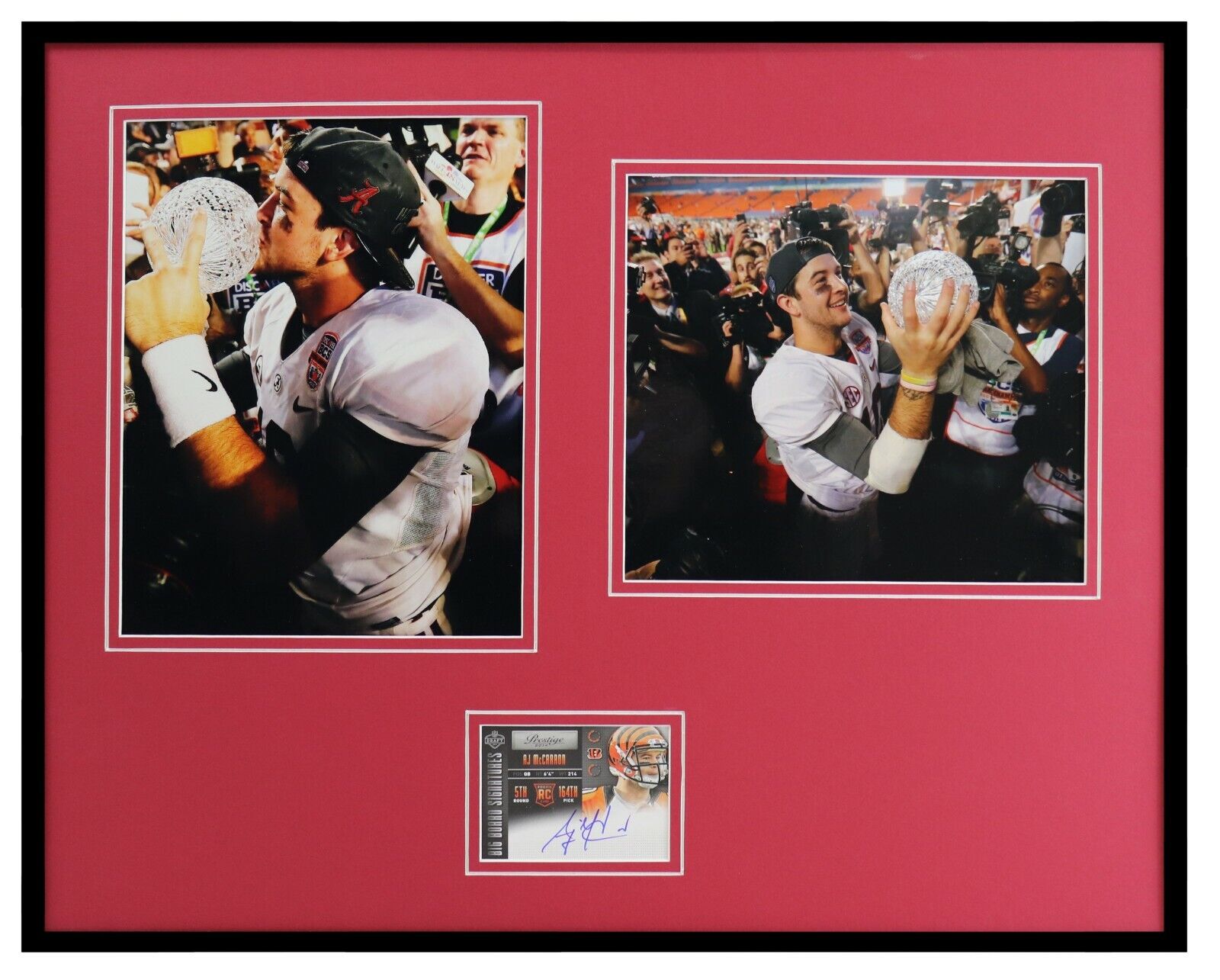 AJ McCarron Signed Framed 16x20 Rookie Card & Photo Display PANINI Alabama 