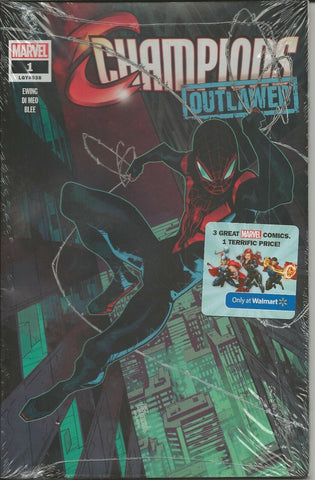 Champions Outlawed #1 2020 Walmart Exclusive Marvel Comics 3 Pack Miles Morales