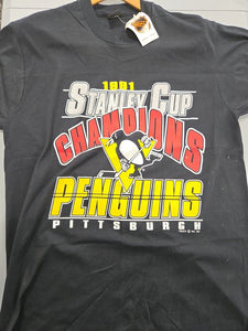 VINTAGE Deadstock 1991 Pittsburgh Penguins Stanley Cup T-Shirt XL NWT