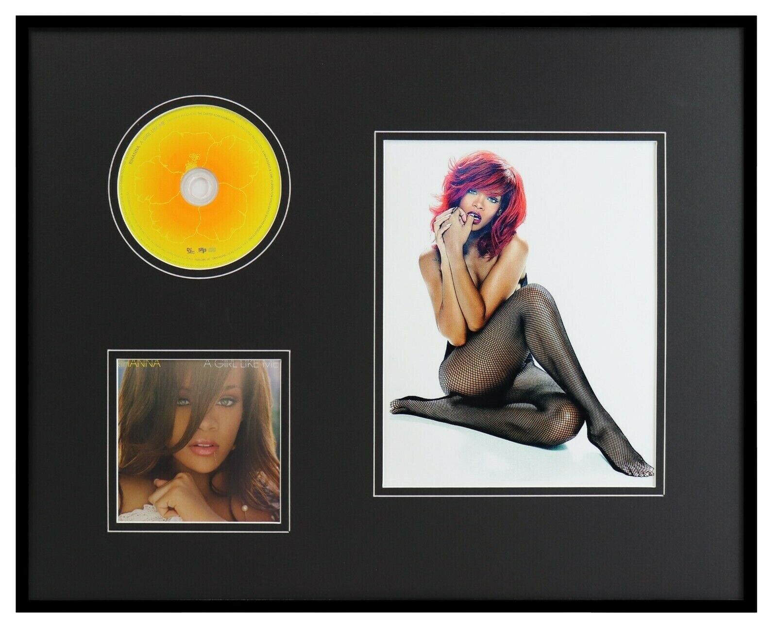 Rihanna Framed 16x20 A Girl Like Me CD & Stockings Photo Display