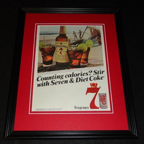 1983 Diet Coke & Bacardi Framed 11x14 ORIGINAL Vintage Advertisement