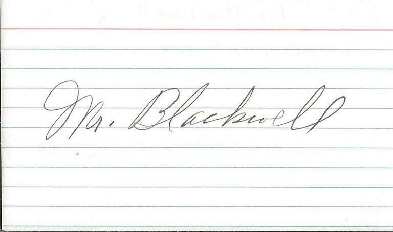 Richard Mr. Blackwell Signed 3x5 Index Card