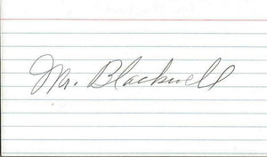 Richard Mr. Blackwell Signed 3x5 Index Card