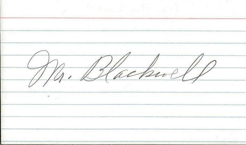 Richard Mr. Blackwell Signed 3x5 Index Card