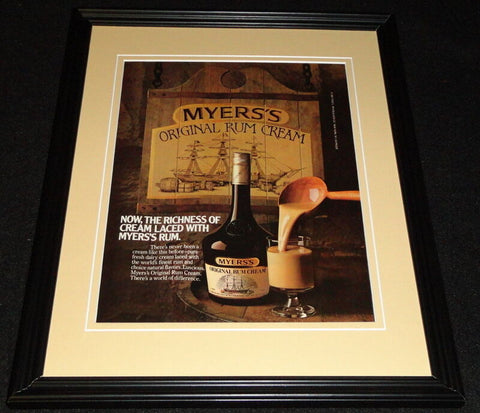 1982 Myers Rum Cream Framed 11x14 ORIGINAL Advertisement