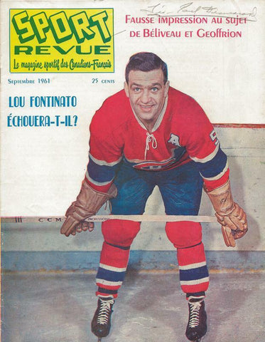 ORIGINAL Vintage September 1961 Sport Revue Magazine Lou Fontinato Canadiens