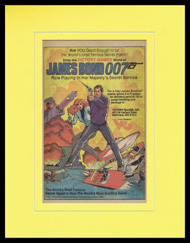 1983 Victory Games James Bond 007 Framed 11x14 ORIGINAL Vintage Advertisement