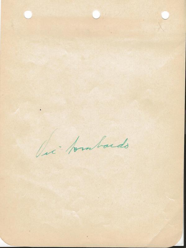 Vic Lombardo Signed Vintage Album Page