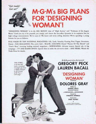 Designing Woman 1957 ORIGINAL Vintage 9x12 Industry Ad Gregory Peck L Bacall