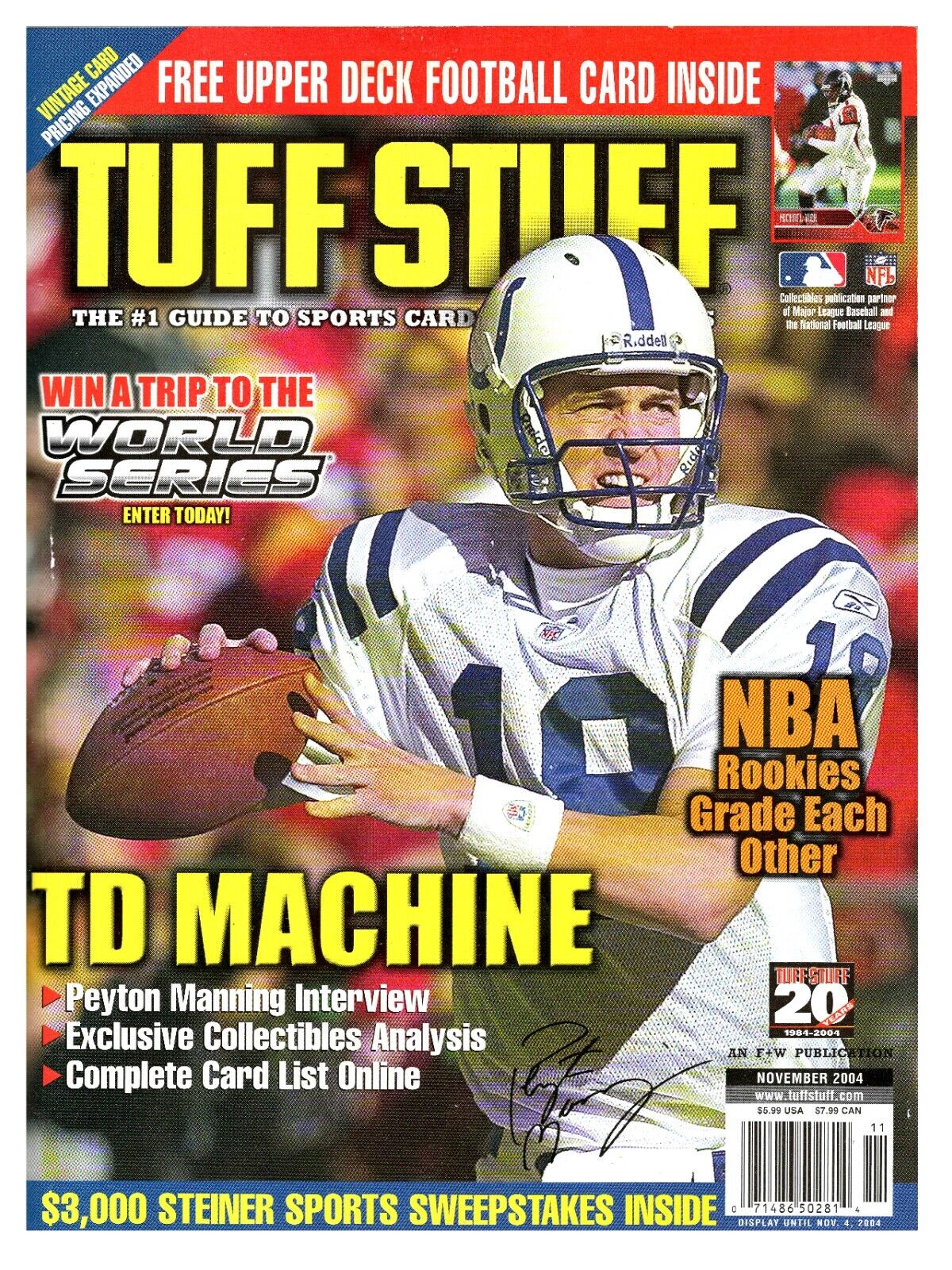 VINTAGE Nov 2004 Tuff Stuff Magazine Peyton Manning Facsimile Signed