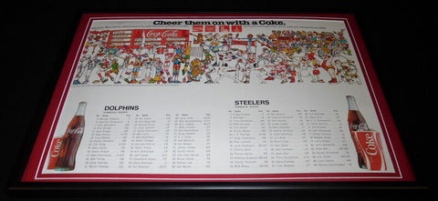 1980 Coca Cola Steelers vs Dophins Framed ORIGINAL Vintage Advertising Display