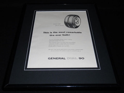 1958 General Dual 90 Tires 11x14 Framed ORIGINAL Vintage Advertisement