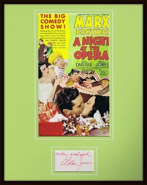 Allan Jones Signed Framed 11x14 Night at The Opera Marx Bros Poster Display