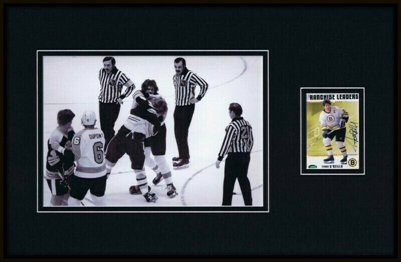 Terry O'Reilly Signed Framed 11x17 Fight Photo Display Bruins