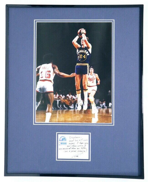 Rick Barry Signed Framed 16x20 Note & Photo Poster Display Warriors