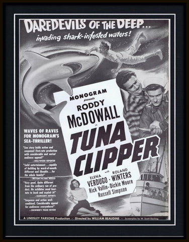 ORIGINAL Vintage 1949 Tuna Clipper 11x14 Framed Advertisement Roddy McDowall