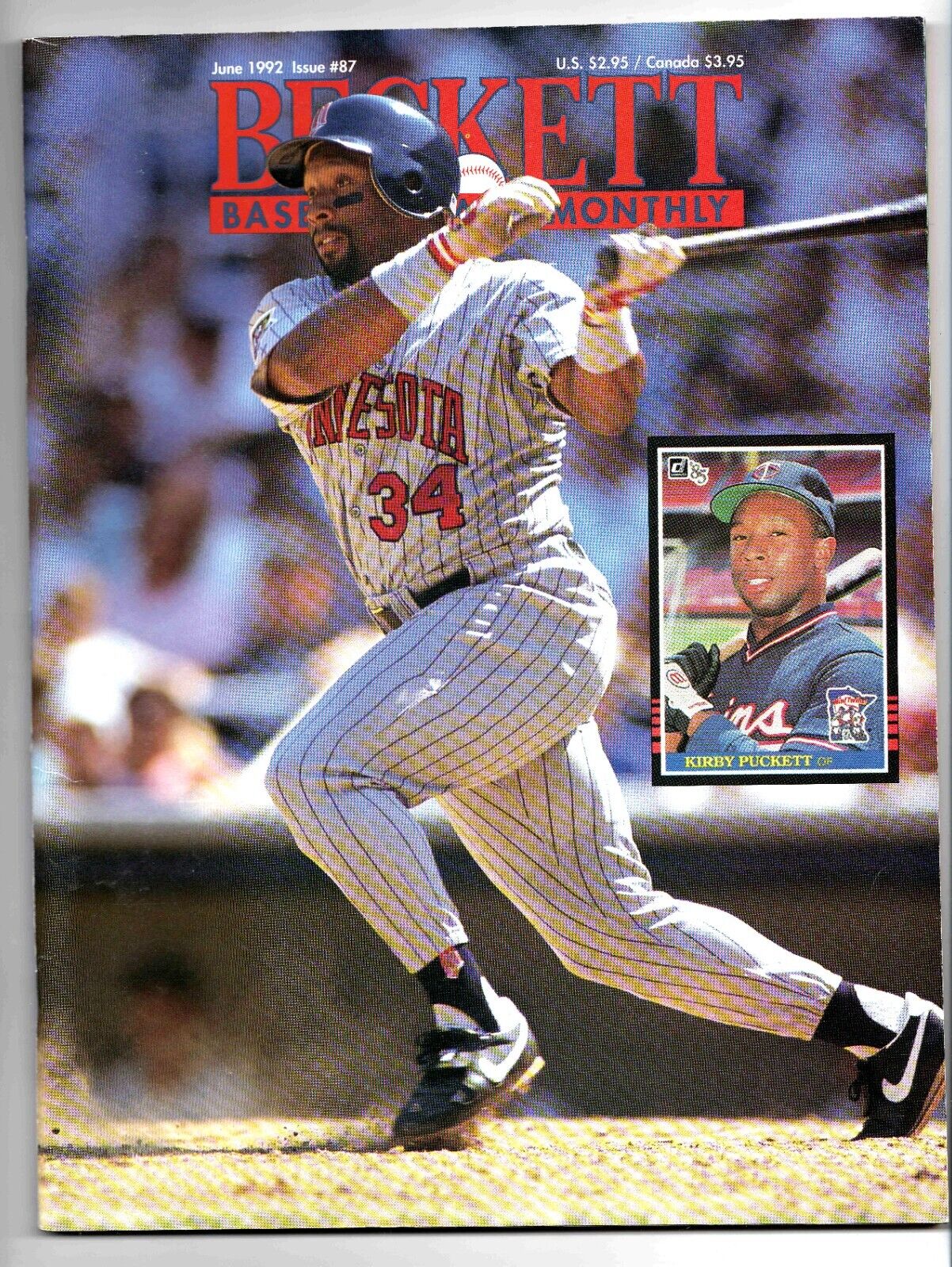 VINTAGE 1992 Beckett Baseball Card Magazine #87 Kirby Puckett Twins