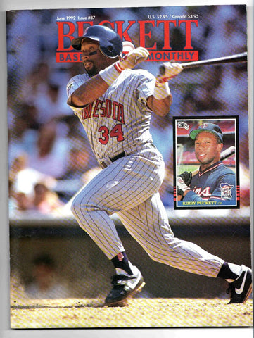 VINTAGE 1992 Beckett Baseball Card Magazine #87 Kirby Puckett Twins