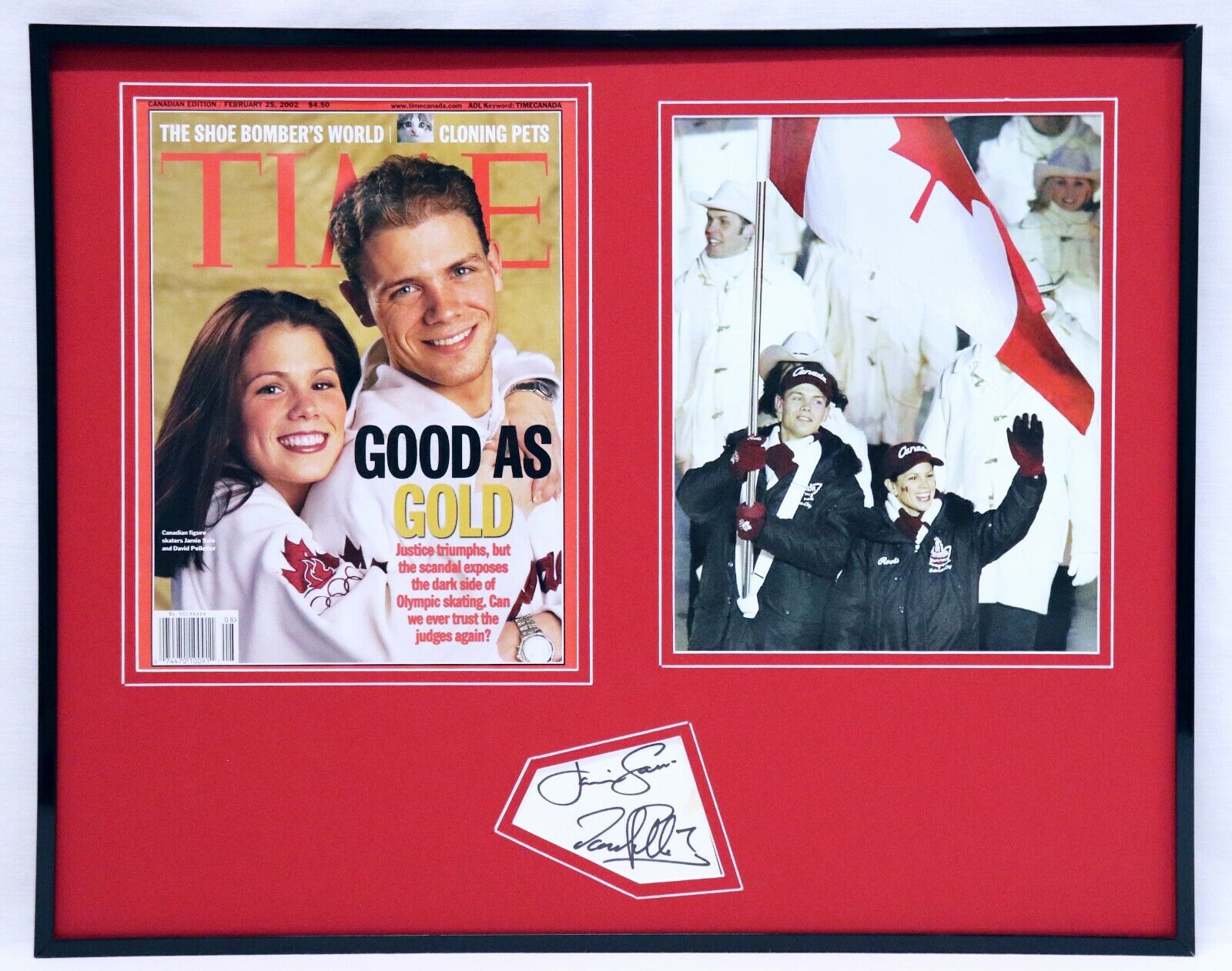 Jamie Sale & David Pelletier Dual Signed Framed 2002 Time Magazine Display