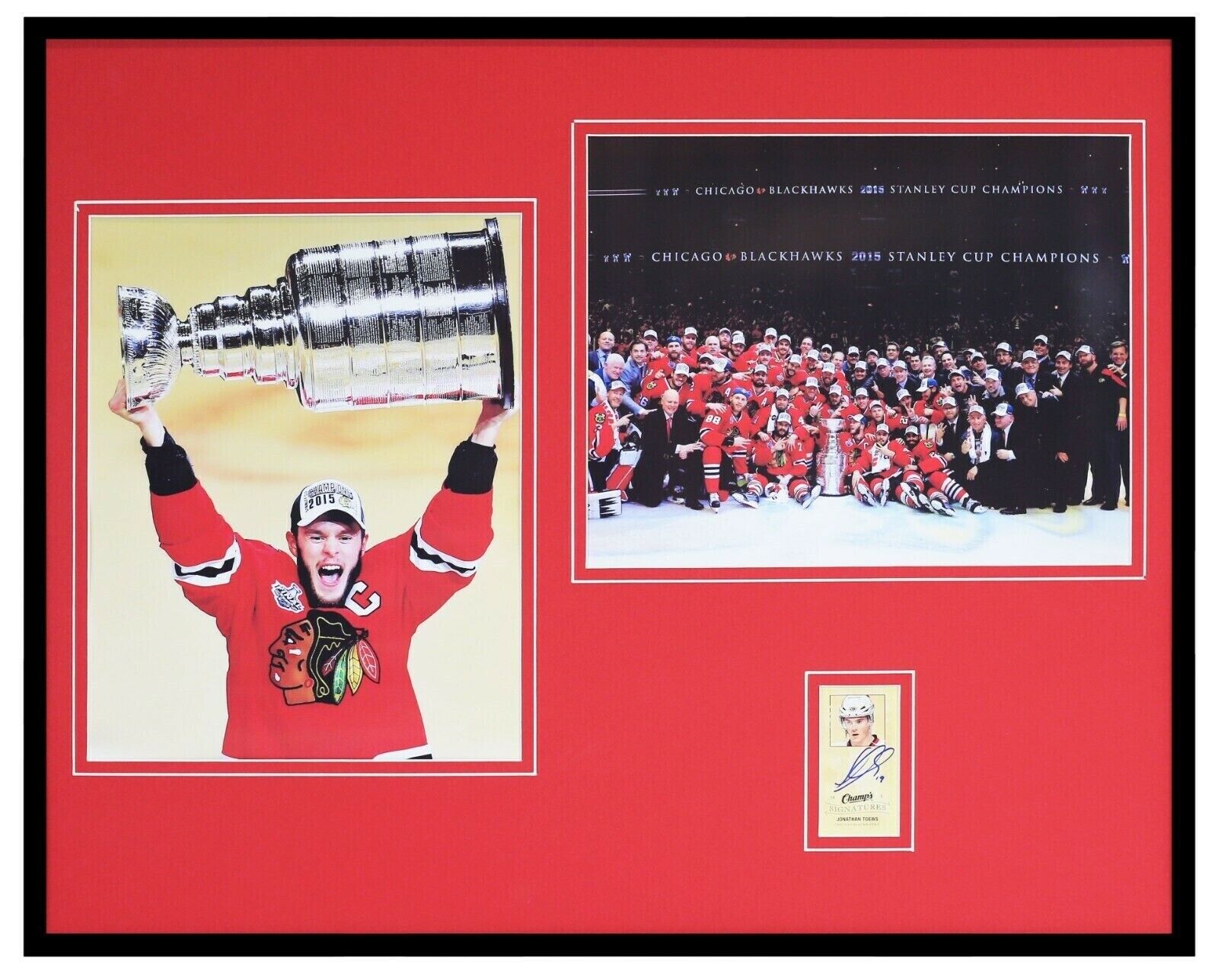 Jonathan Toews Signed Framed 16x20 Photo Display Blackhawks Stanley Cup